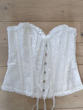 XL White Corset Lace-Up Ribbon Bustier Top